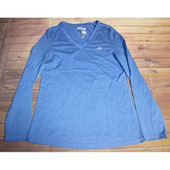 Adidas Climacool Aeroknit Long Sleeve LS Shirt Womens Medium Blue Polka Dot - Picture 1 of 6